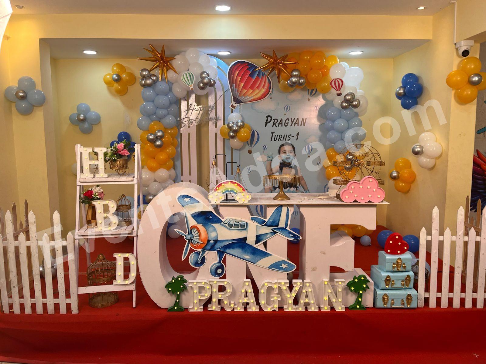 Airplane Theme First Birthday Decoration in Bangalore
