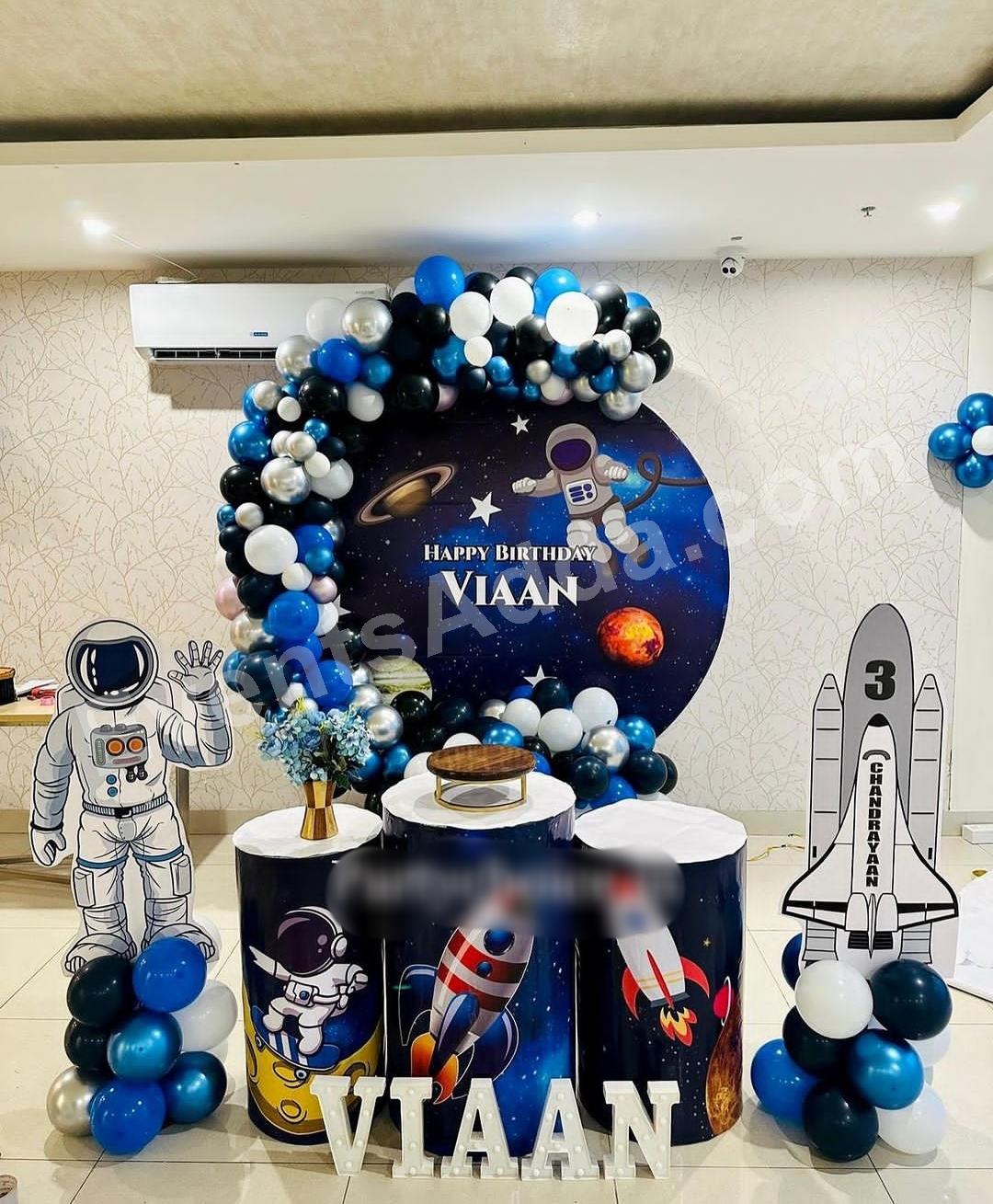 astronaut-space-birthday-balloon-decoration-with-rocket-theme in Gujarat