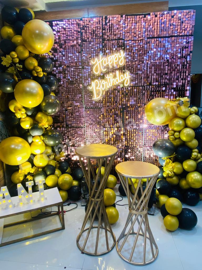 black--gold-shimmer-birthday-decoration in Vijayawada