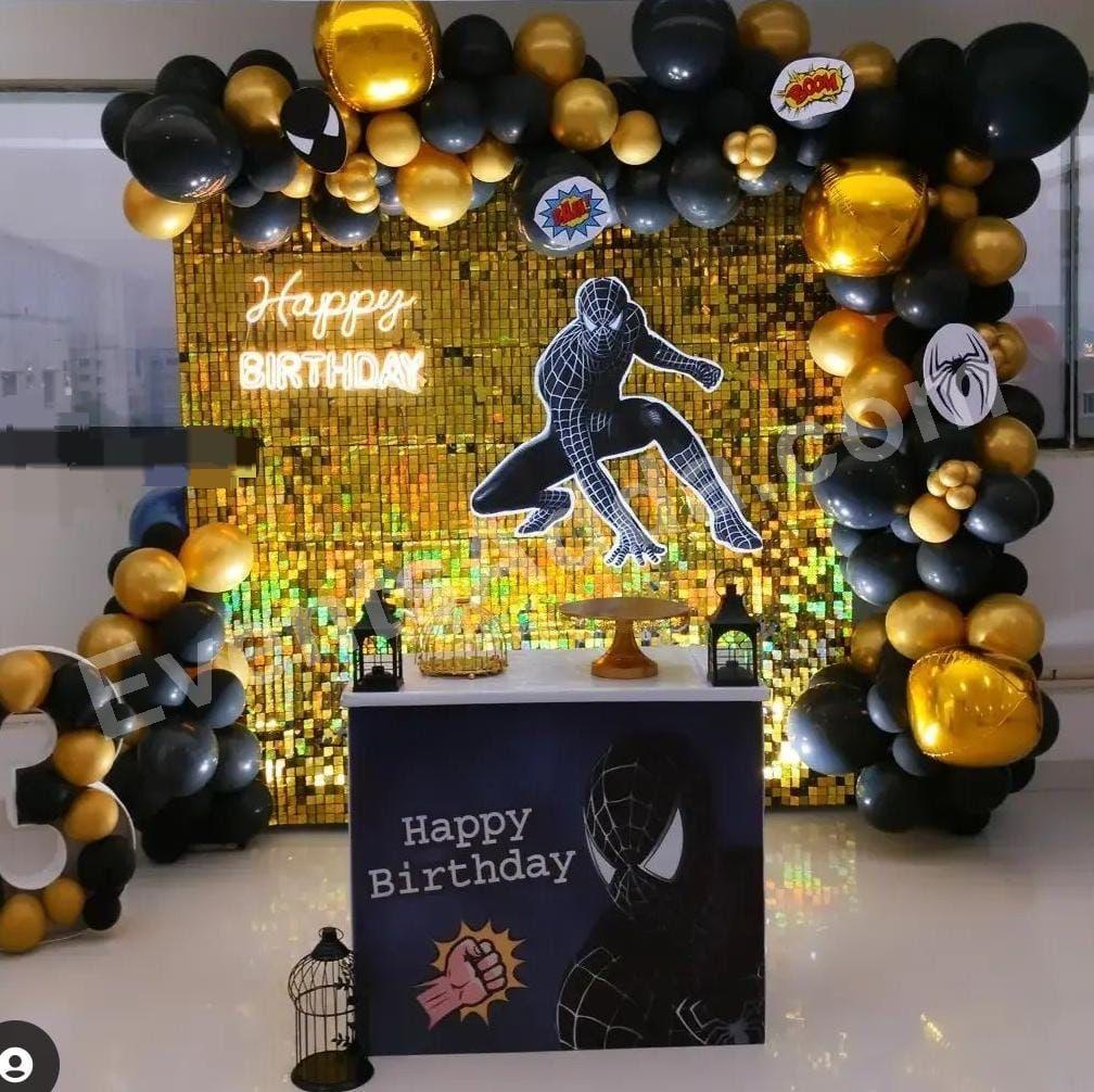 black-and-gold-spider-man-birthday-theme-decoration in Nalgonda
