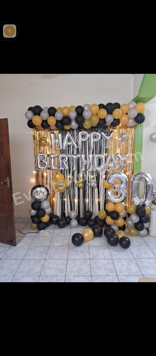 black-gold--birthday-balloon-decoration Decoration in =Chandigarh