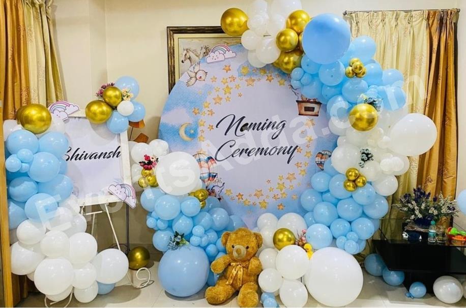 blue-and-white-naming-ceremony-balloon-decoration in Jorhat