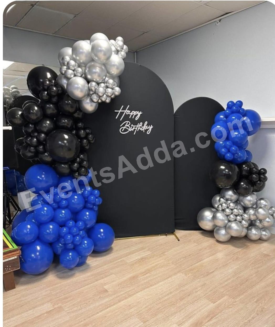 Blue Black and Silver Balloon Birthday Decoration in Hyderabad