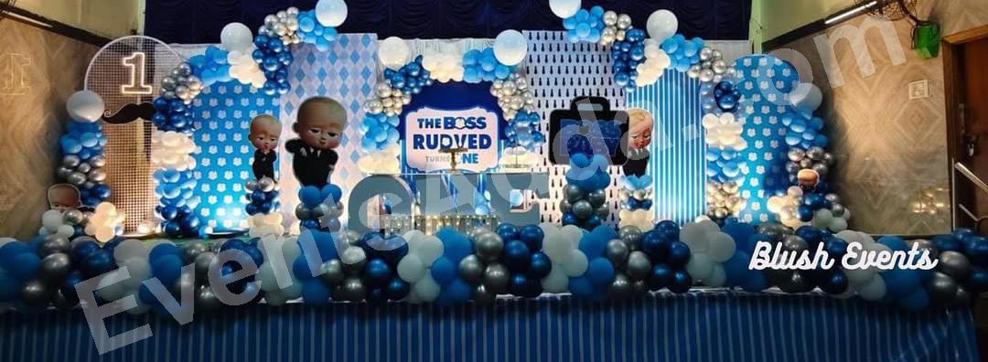 Blue Boss Baby Balloon Birthday Stage Decoration Decoration in Ahmedabad