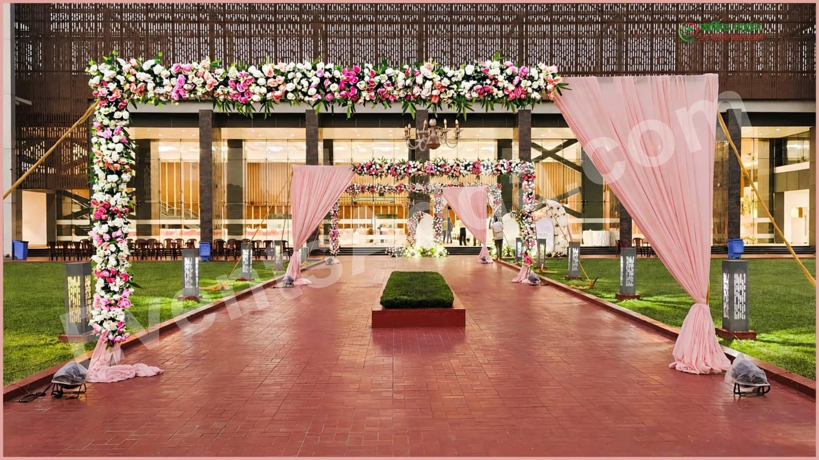 Blush Pink Floral Wedding Entrance Walkway Decoration Decoration in Siddipet