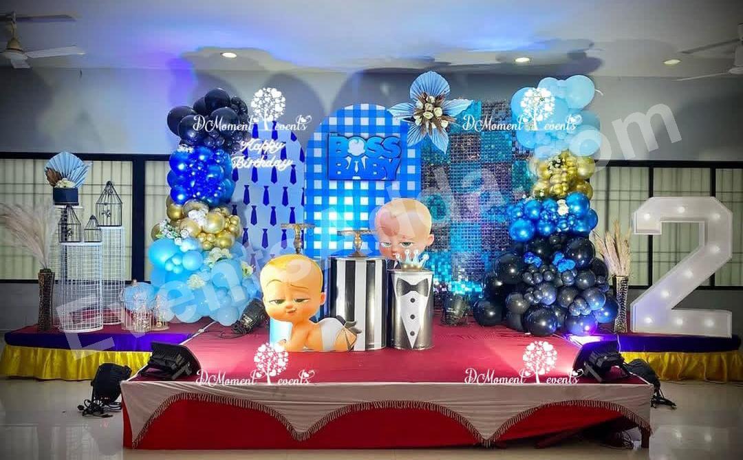 boss-baby-blue-balloon-birthday-stage-decoration in Malaysia