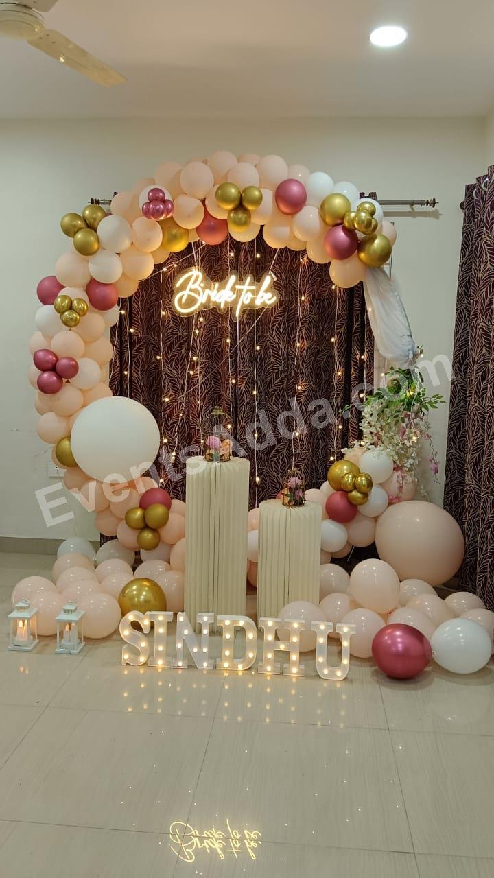 bride-to-be-ring-balloon-arch-decoration-with-neon-sign in Chandigarh