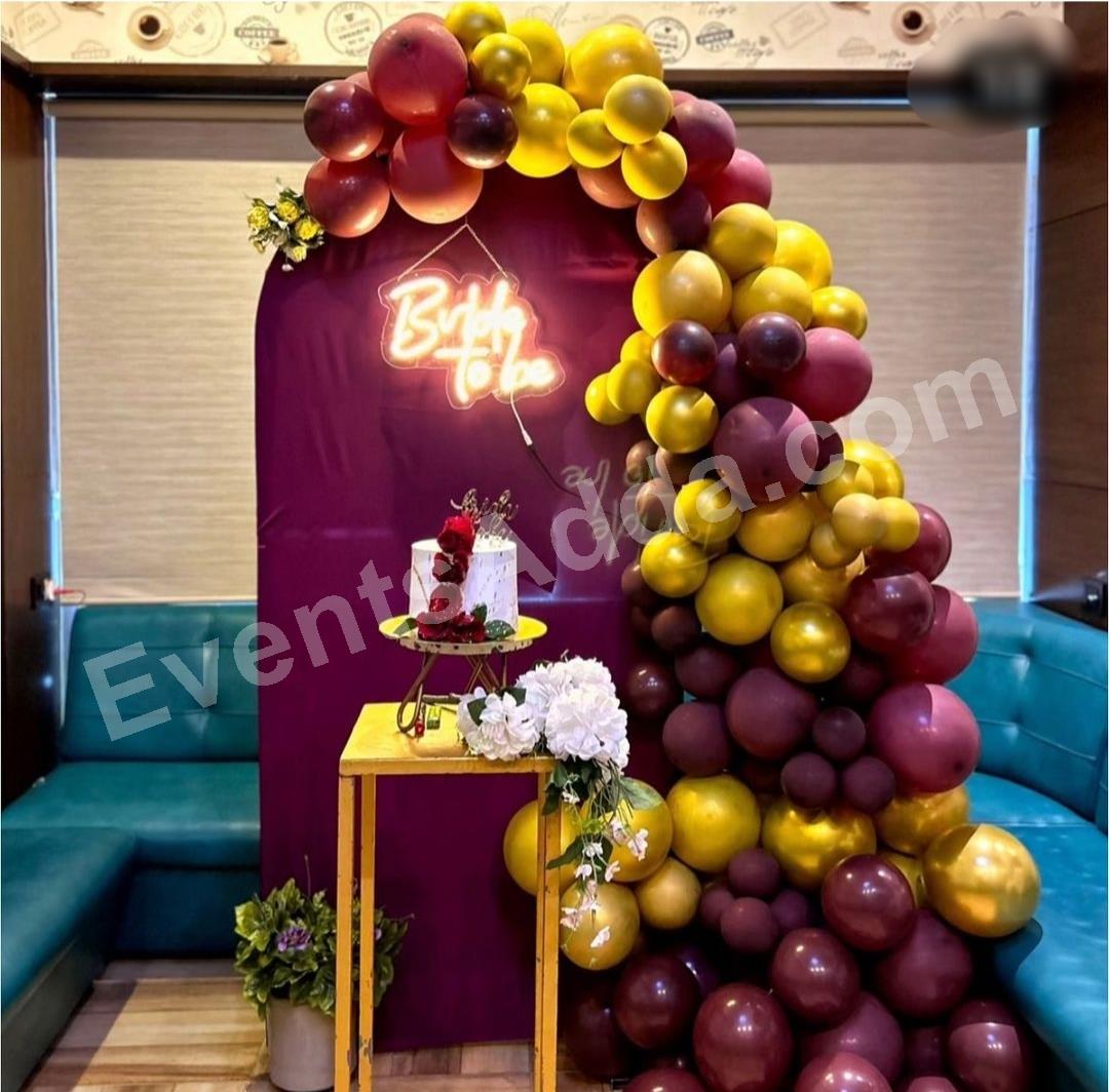 burgundy--gold-bride-to-be-balloon-decoration in Nagarkurnool