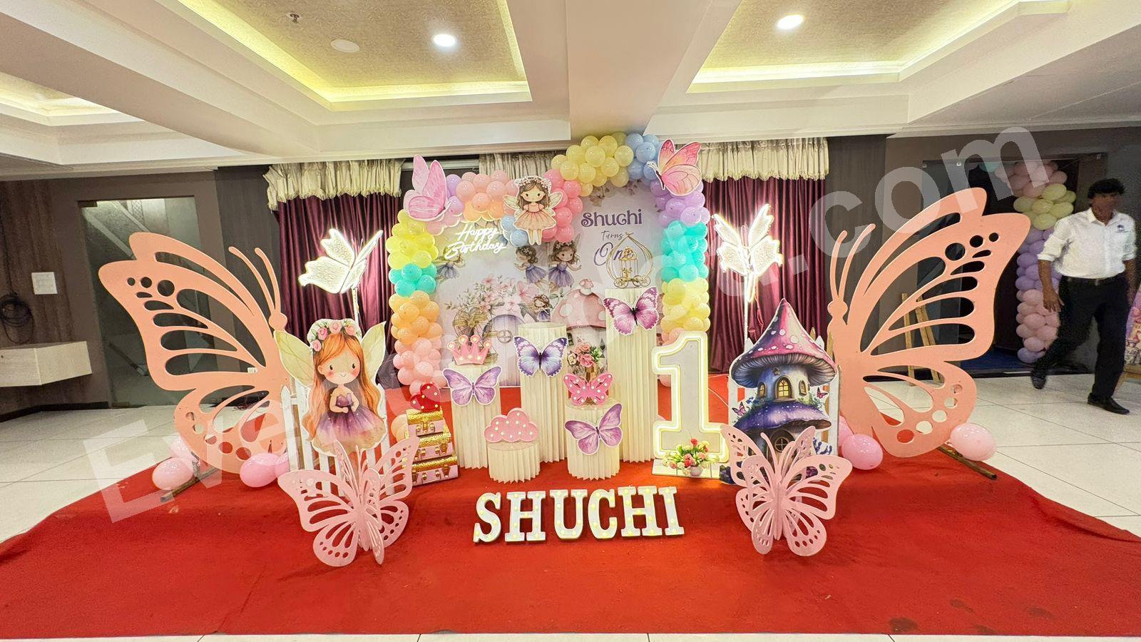 Butterfly Fairy First Birthday Decoration in Hyderabad