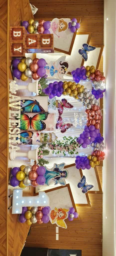 Butterfly Fairy Themed First Birthday Decoration in Hyderabad