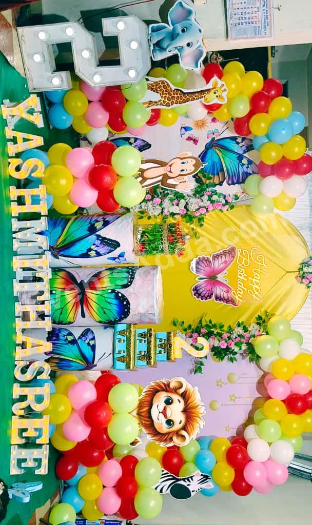 butterfly-jungle-theme-2nd-birthday-balloon-decoration Decoration in =Chandigarh