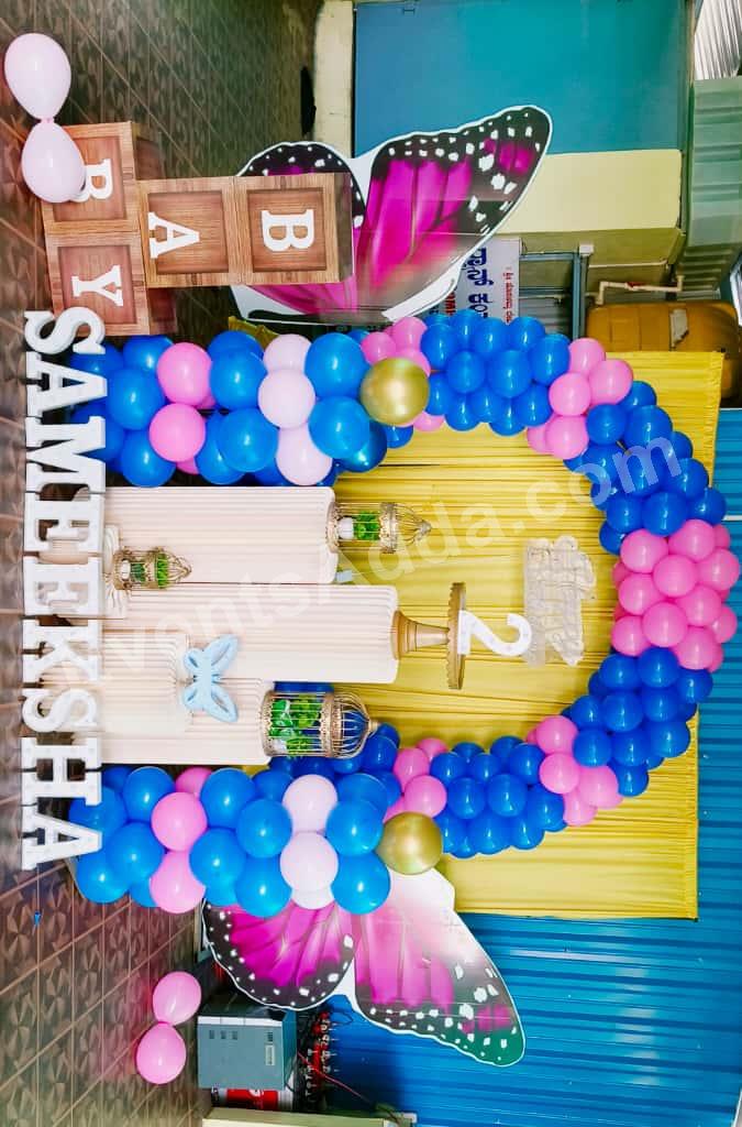 butterfly-theme-2nd-birthday-balloon-ring-decoration Decoration in =Chandigarh