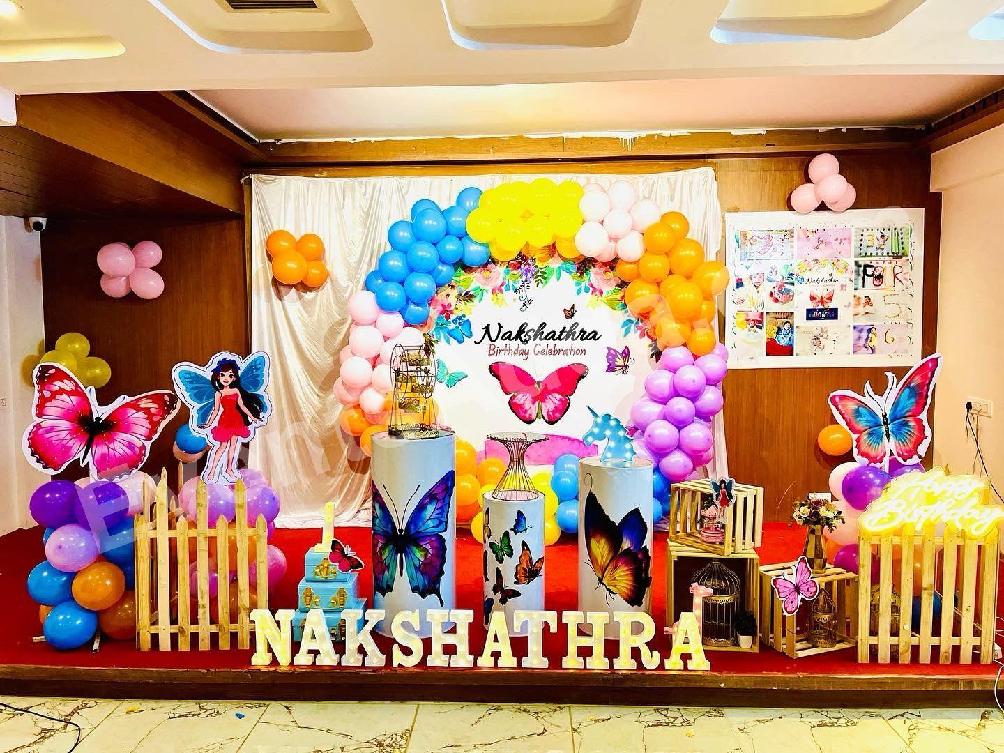 butterfly-theme-birthday-balloon-decoration in Bangalore