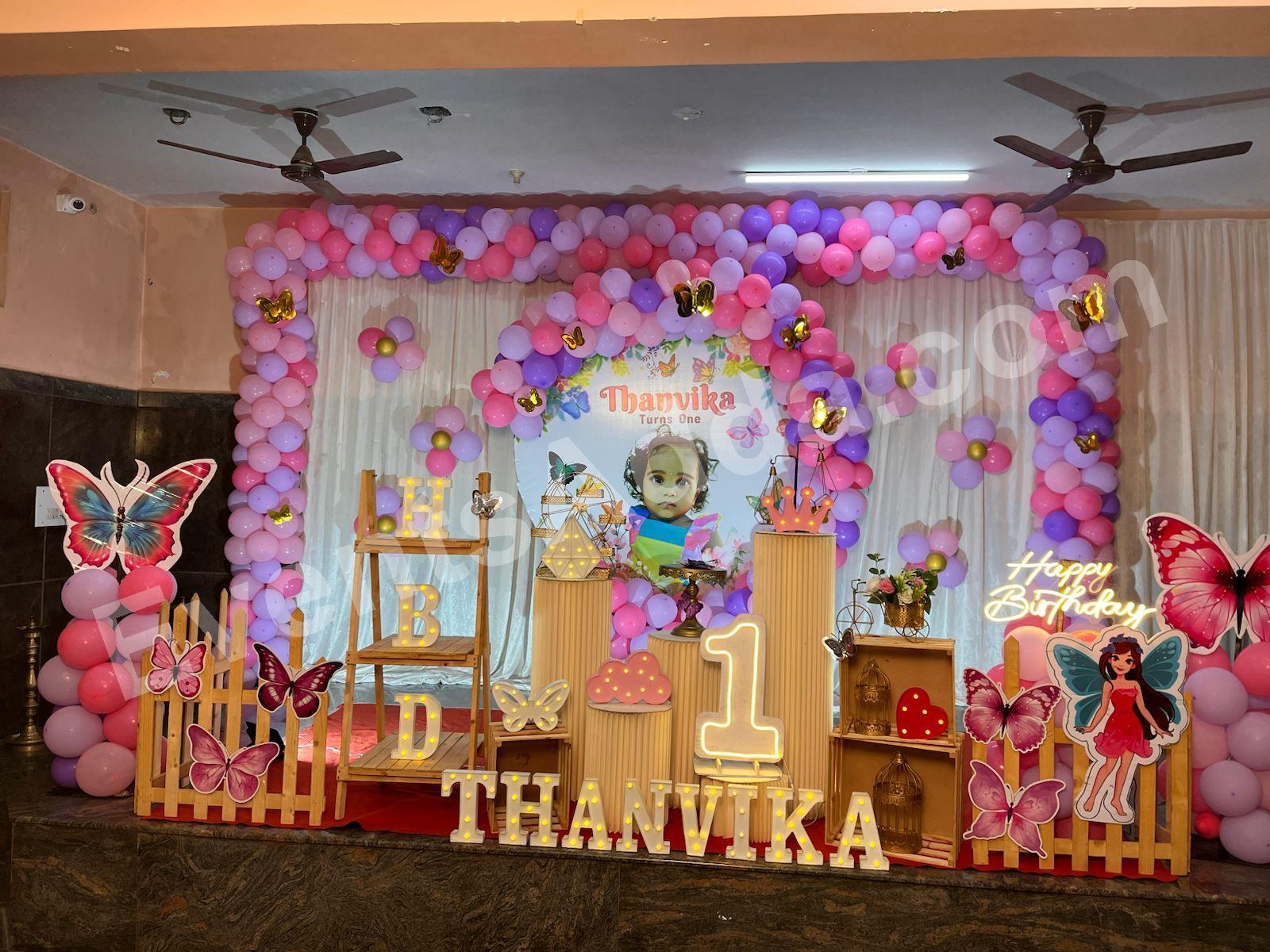 Butterfly Theme First Birthday Decoration in Bangalore