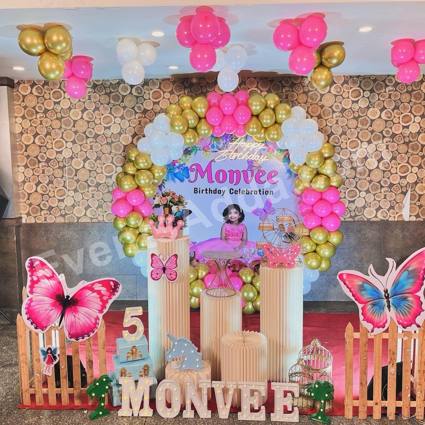 Butterfly Themed 5th Birthday Decoration in Hyderabad