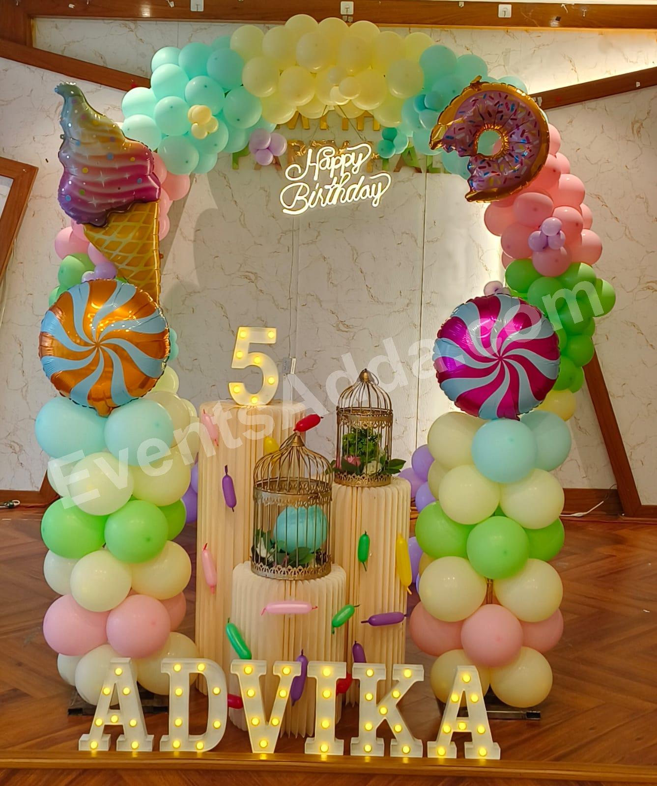 candy-land-theme-5th-birthday-balloon-decoration Decoration in =Chandigarh