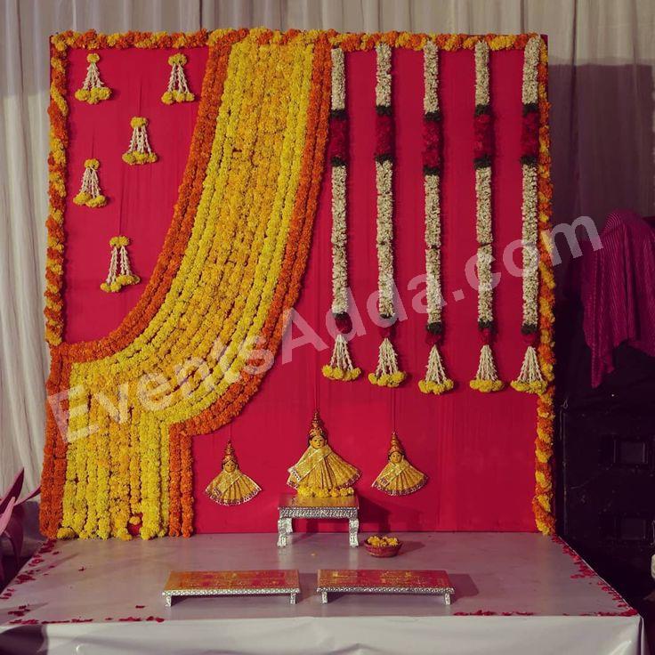 classic-pink-and-marigold-haldi-ceremony-backdrop-decoration in Peddapalli