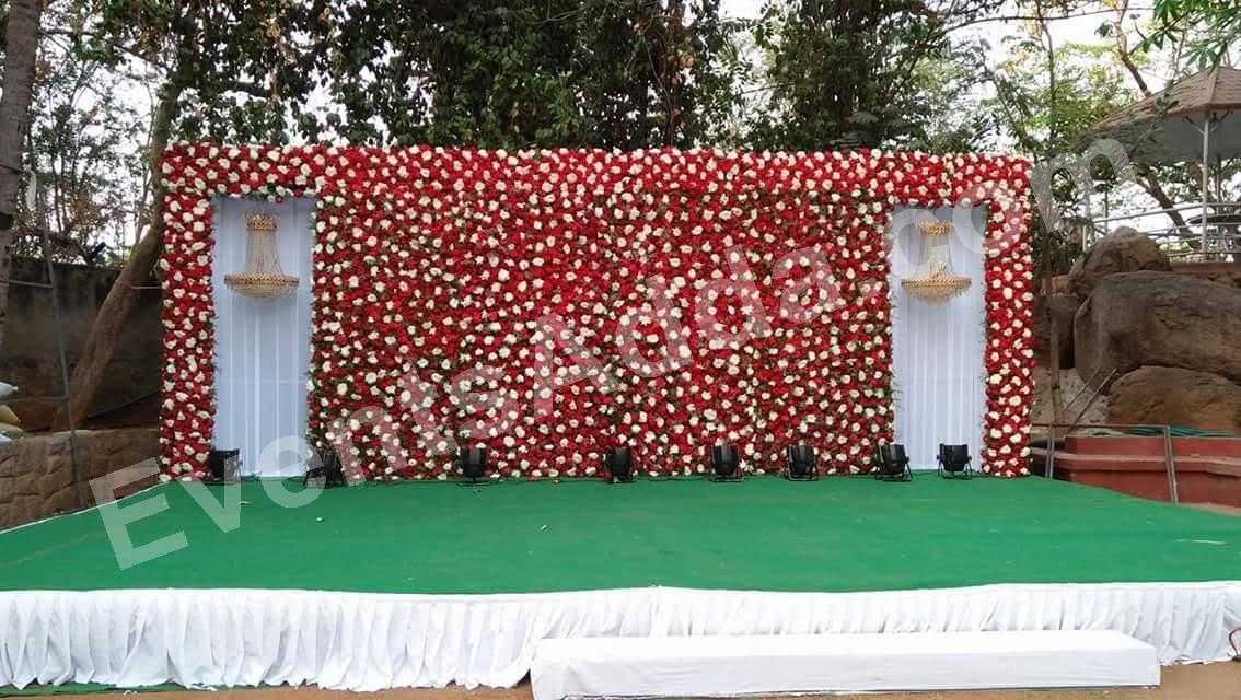 classic-red--white-floral-stage-decoration in Bangalore