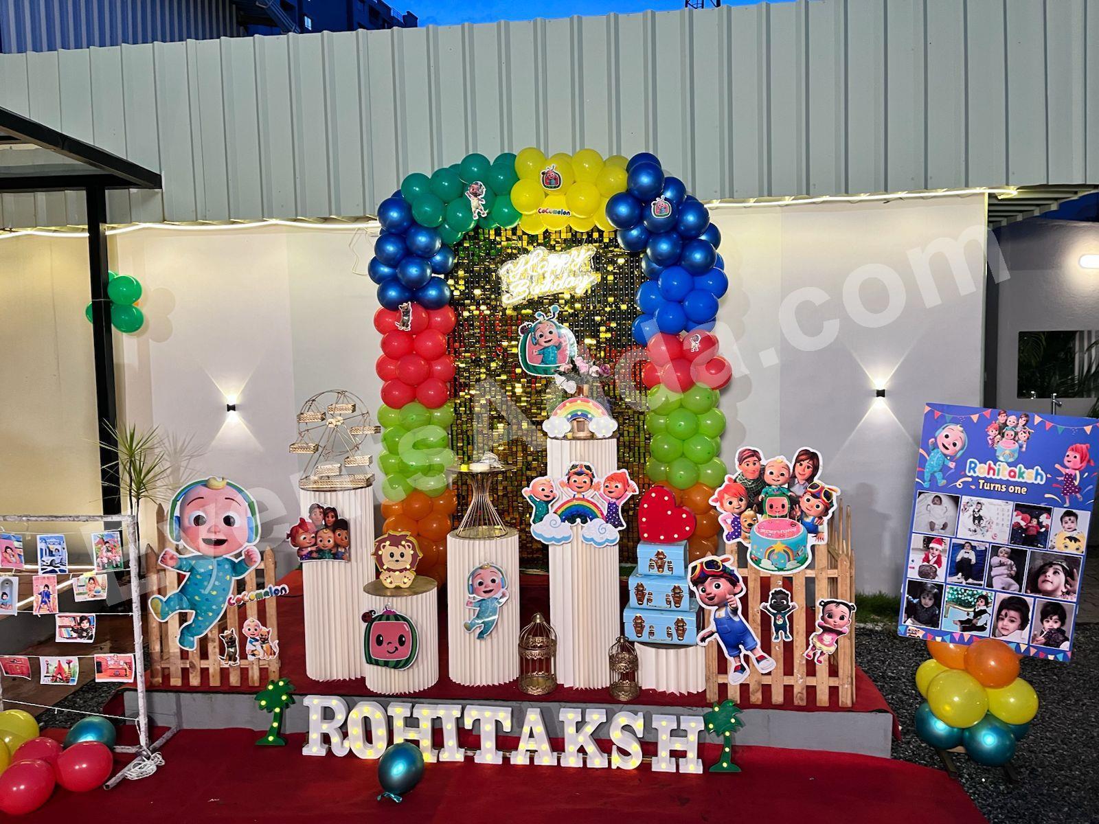 cocomelon-rainbow-birthday-balloon-decoration in Bangalore
