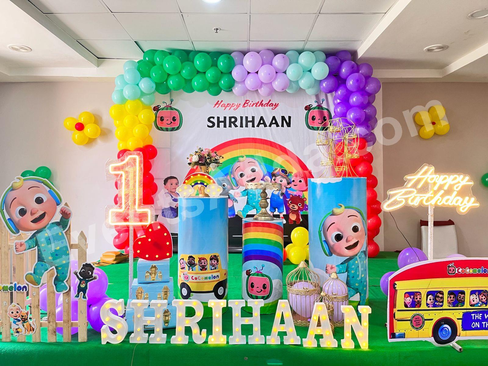 Cocomelon Theme First Birthday Decoration in Bangalore