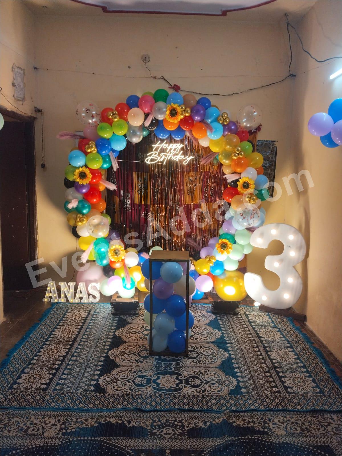 Colorful LED 3rd Birthday Balloon Ring Decoration Decoration in Rajanna Sircilla