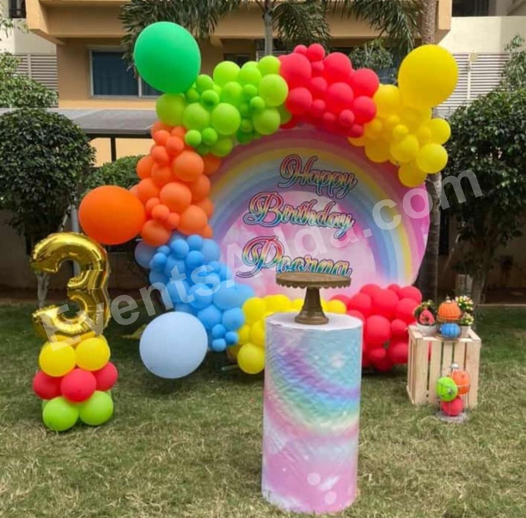 Colourful Rainbow Balloon Birthday Decoration Decoration in Nagarkurnool