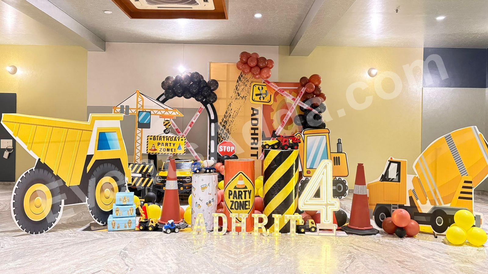 Construction Theme 4th Birthday Decoration in Hyderabad