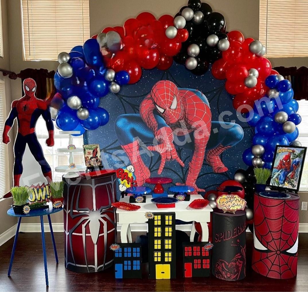 deluxe-spider-man-birthday-backdrop-decoration-with-balloon-arch in Jorhat