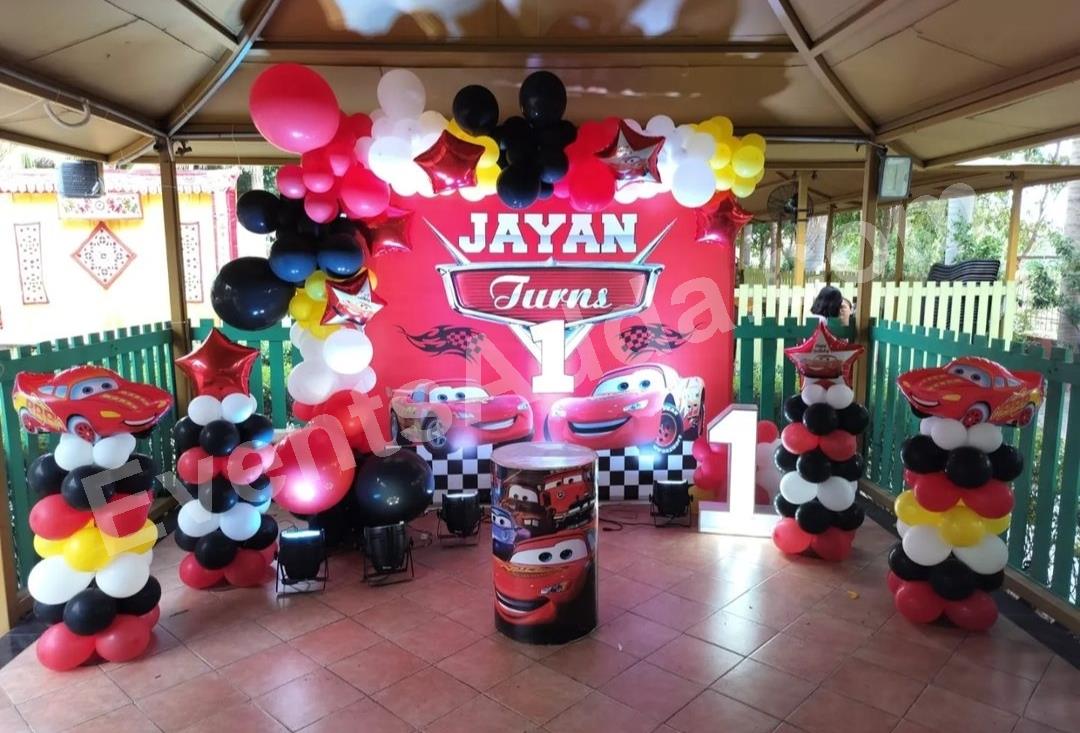disney-cars-theme-1st-birthday-premium-decoration-with-led-number in Vijayawada