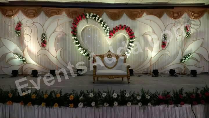 elegant-double-heart-reception-stage-decoration in Bangalore