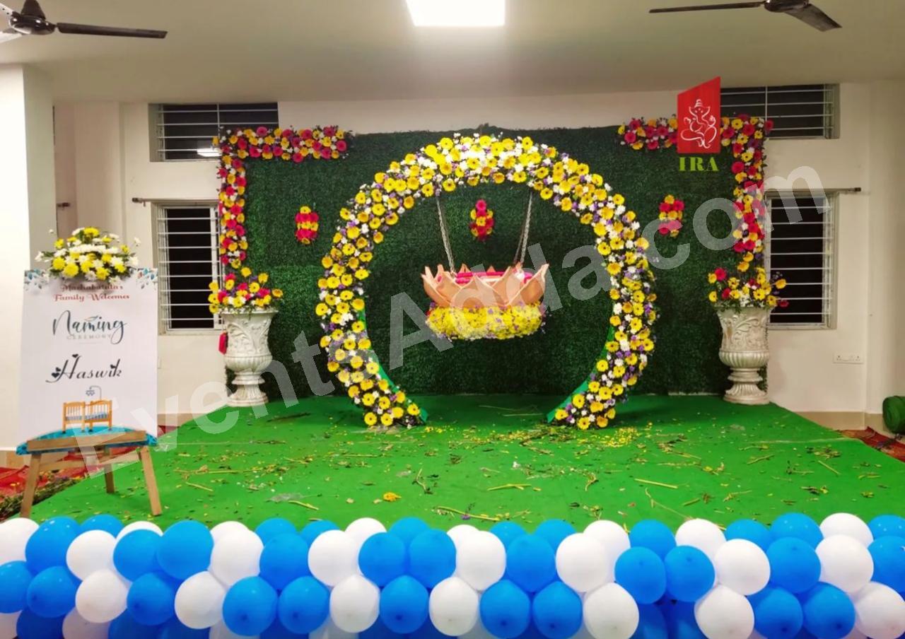 elegant-floral-ring-cradle-ceremony-stage-decoration-2 in Jorhat