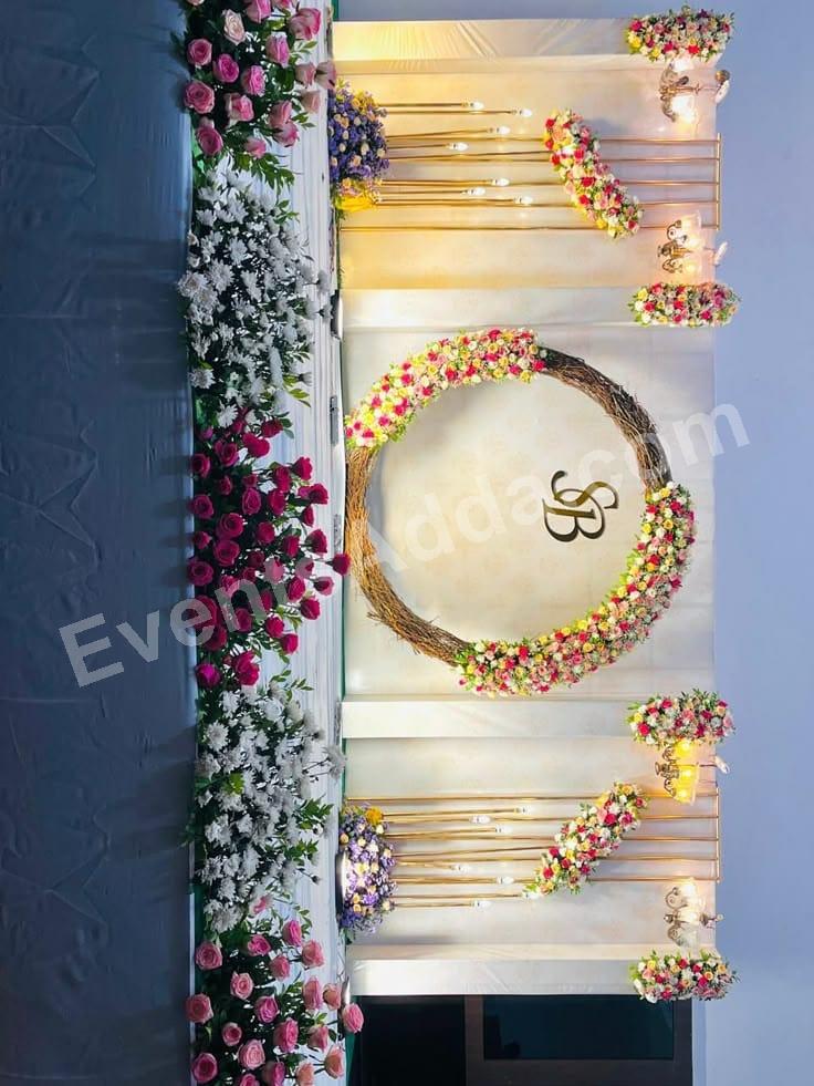 Elegant Floral Ring Engagement Stage Decoration Decoration in Siddipet