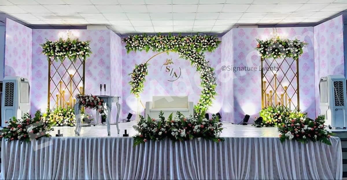 Elegant Floral Ring Wedding Stage Decoration. Decoration in Malaysia