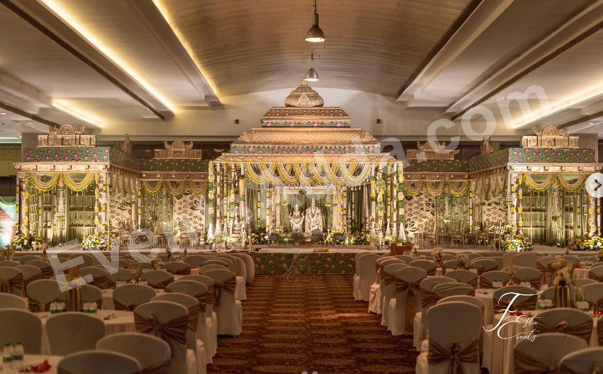 elegant-gold--green-temple-inspired-wedding-stage-decoration Decoration in udaipur