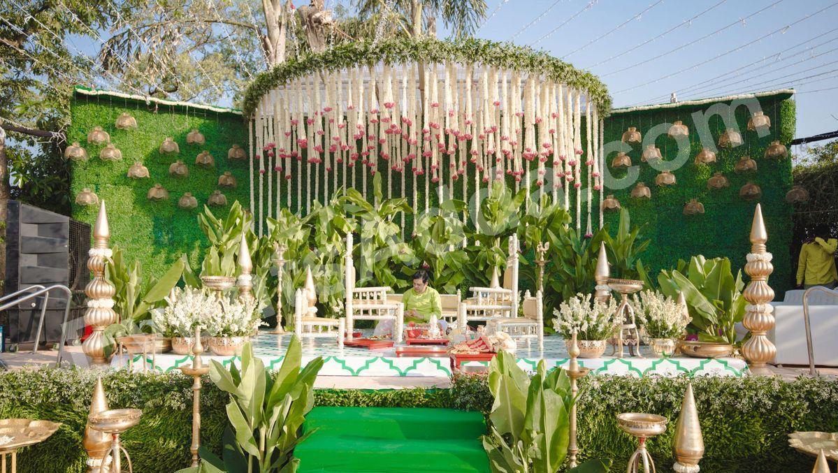 elegant-green-botanical-wedding-stage-decoration in Vizag