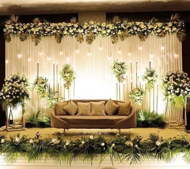 elegant-greenery-and-white-floral-wedding-stage-decoration in Malaysia