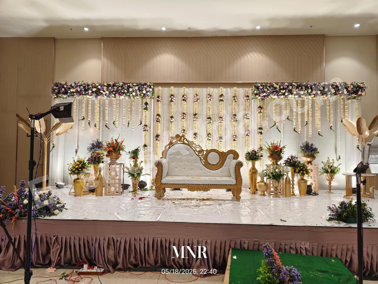 elegant-jasmine-garland-wedding-stage-decoration in Siddipet