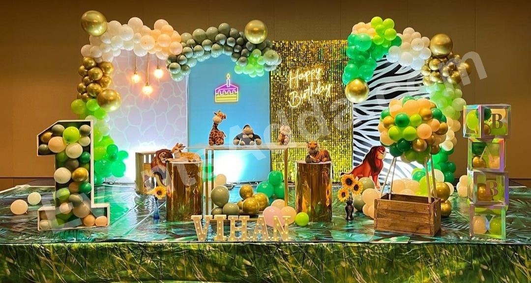 Elegant Jungle Safari Theme Birthday Decoration Decoration theme setup in Vijayawada