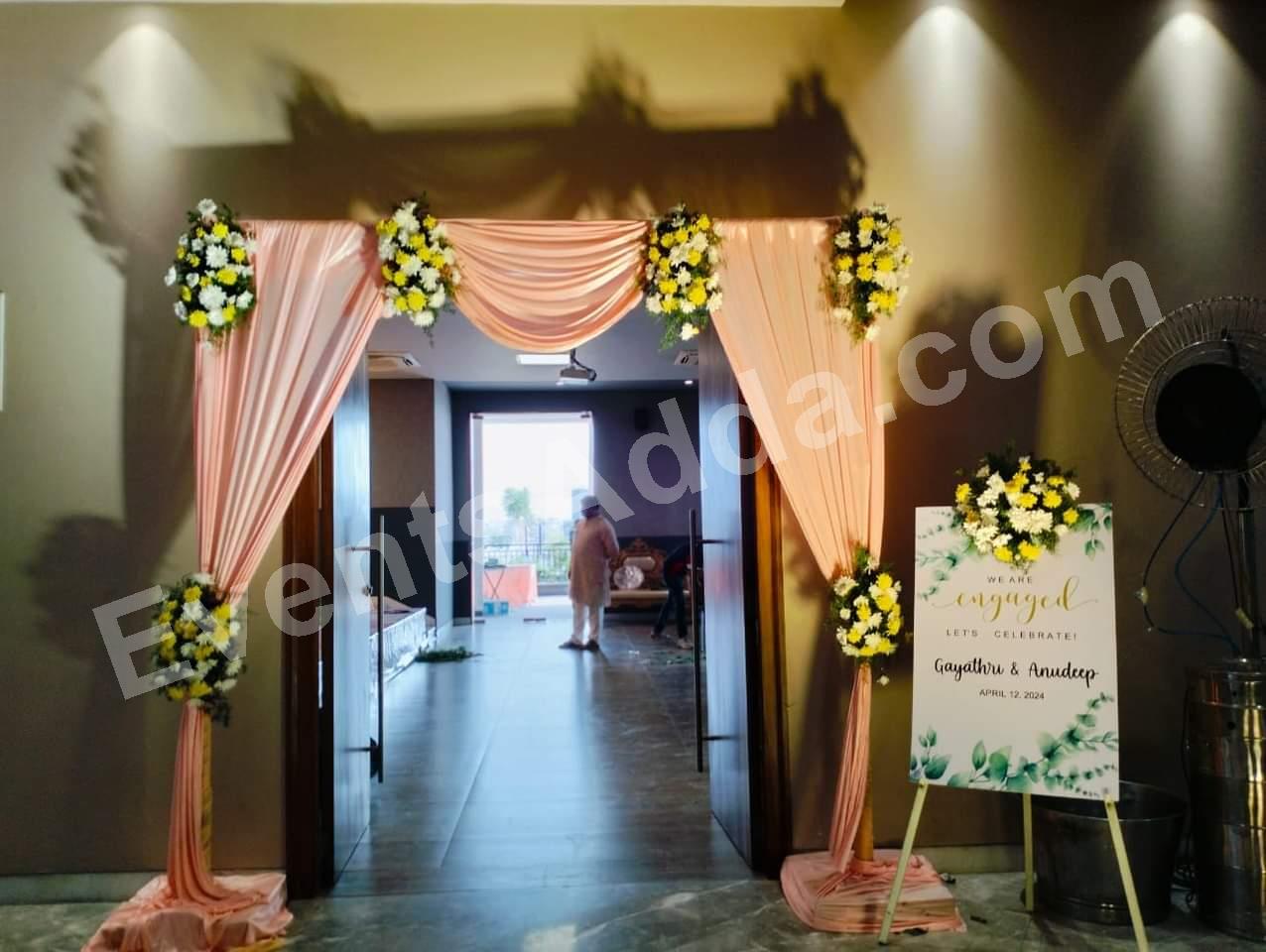 Elegant Peach Draped Floral Entrance Decoration Decoration in Malaysia