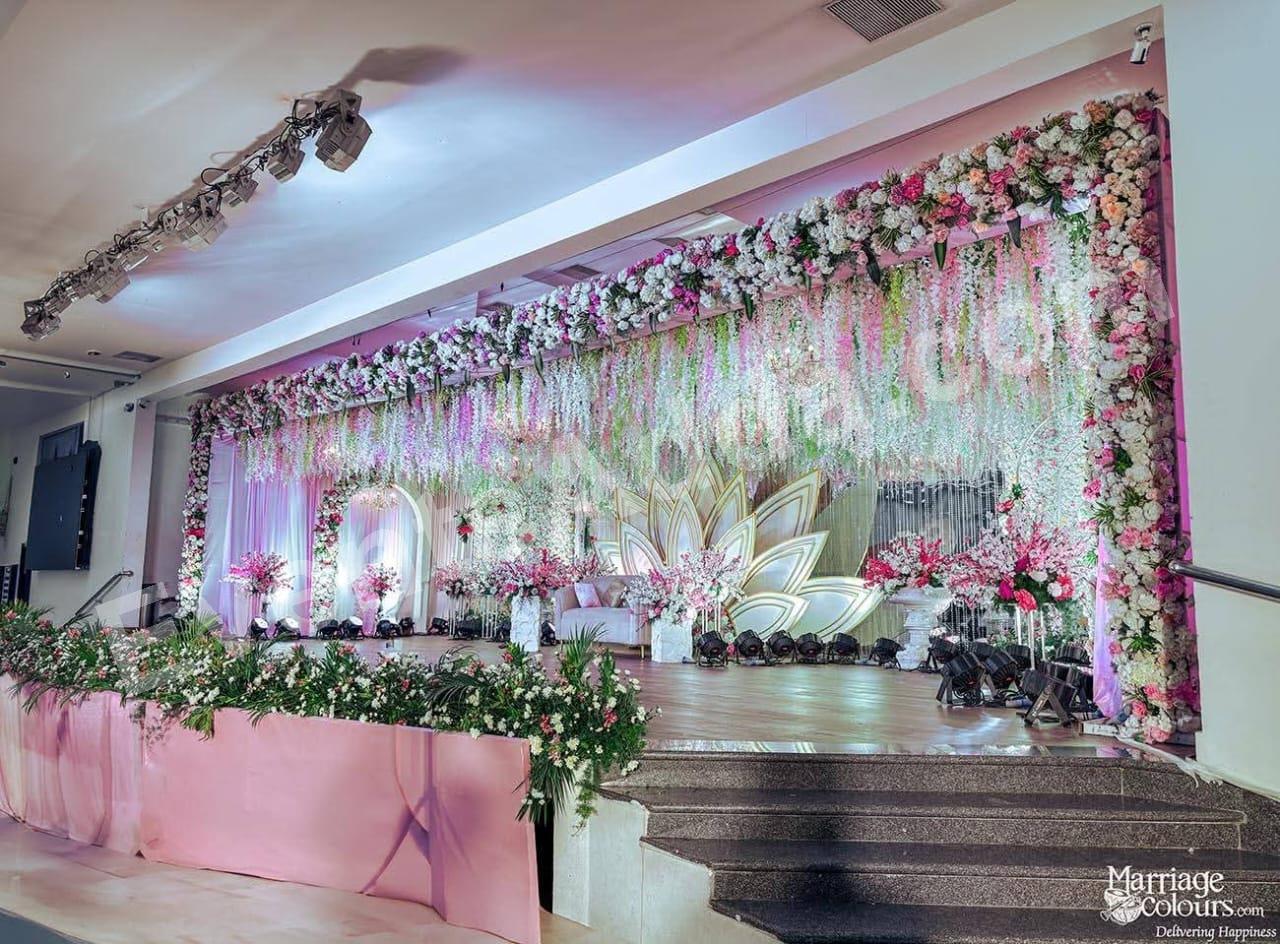 elegant-pink--white-lotus-floral-stage-decoration in Singapore
