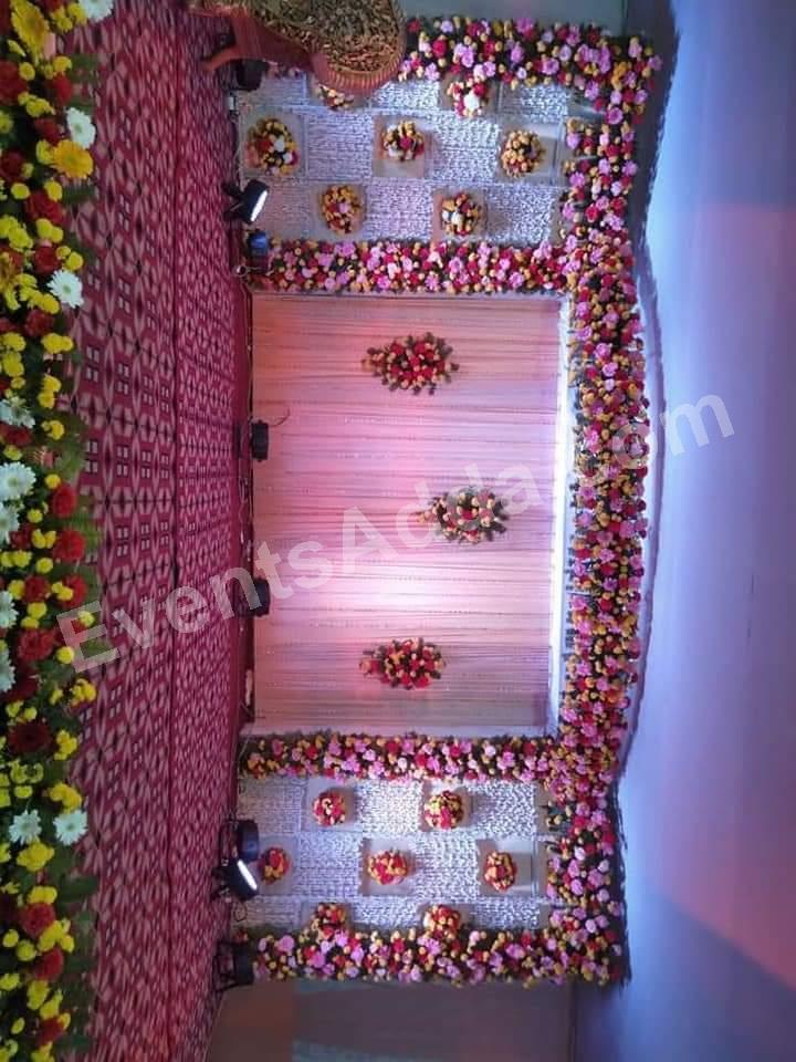 elegant-pink-and-multicolor-floral-wedding-stage-decoration in Bangalore