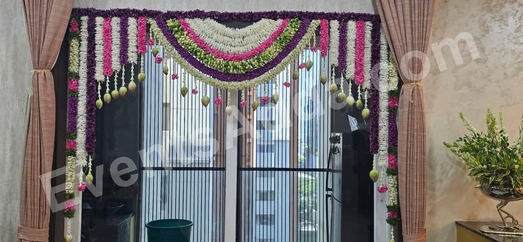 Elegant Purple and White Floral Entrance Decoration Decoration in Udaipur