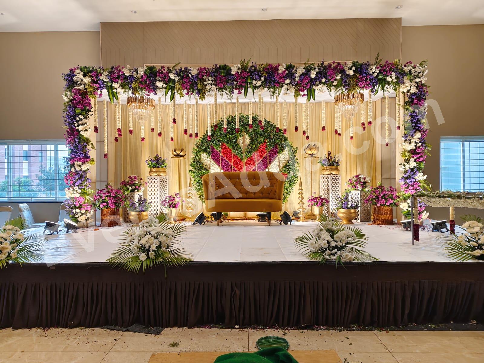 elegant-purple-floral-wedding-stage-decoration-2 in Ahmedabad