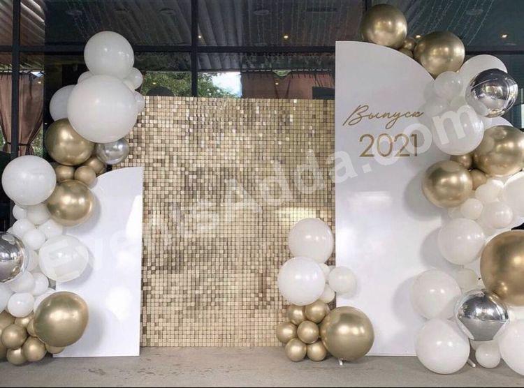 elegant-white--champagne-shimmer-backdrop-decoration in Vijayawada