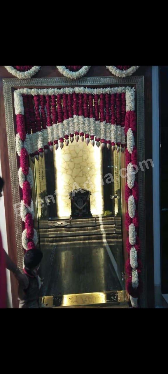 Elegant White and Magenta Floral Doorway Decoration in Udaipur