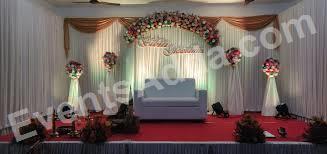 elegant-white-draped-reception-stage-decoration in Warangal Rural