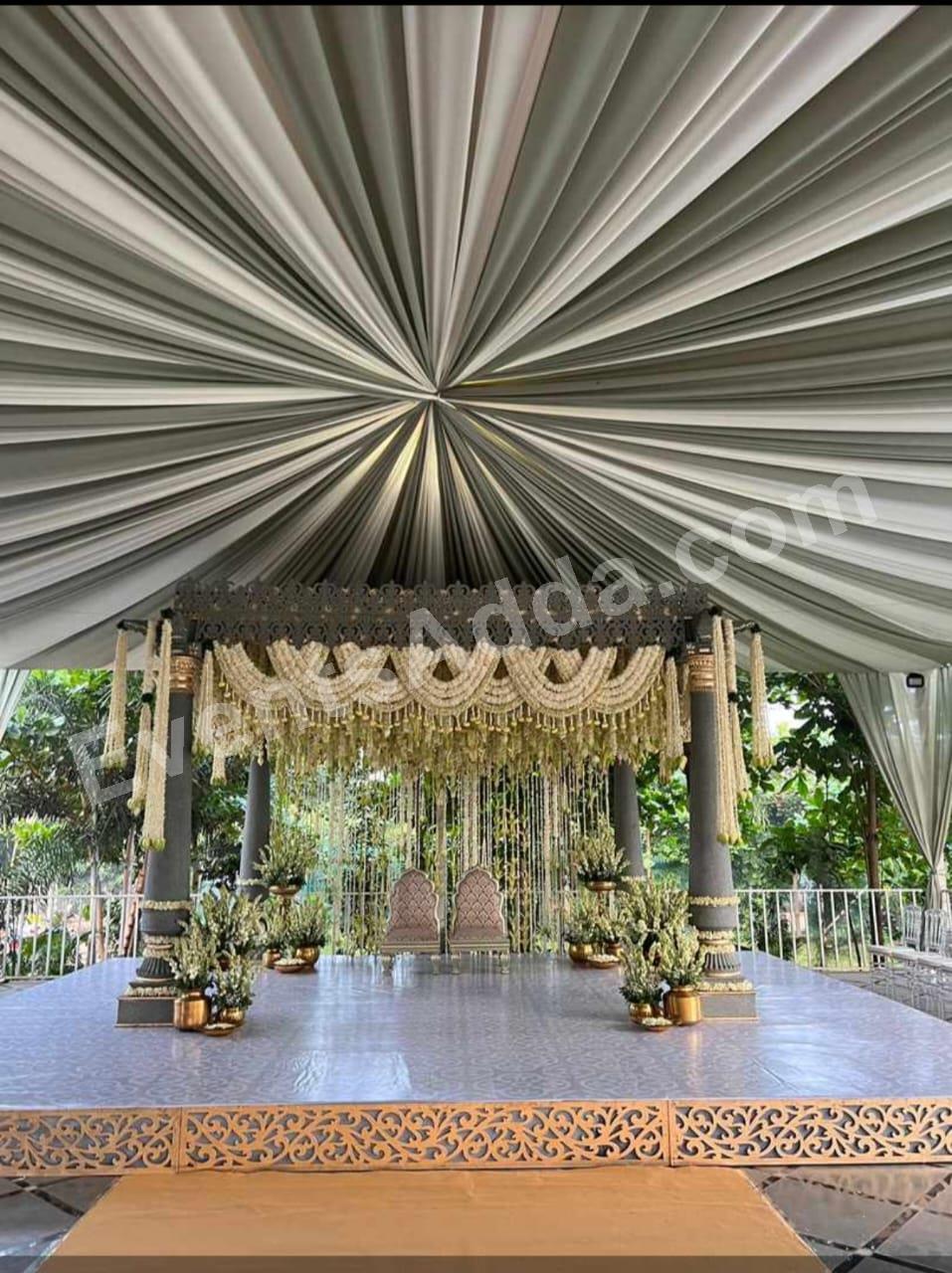 elegant-white-floral-mandap-stage-decoration in Vizag