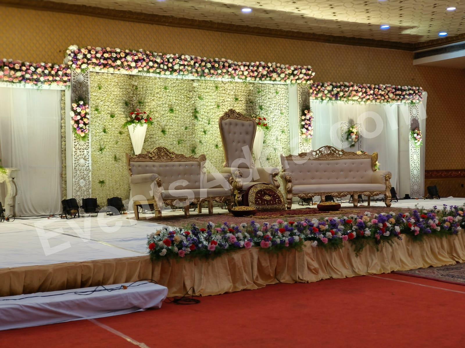 Elegant White Floral Reception Stage Decoration .2 Decoration in Vizag