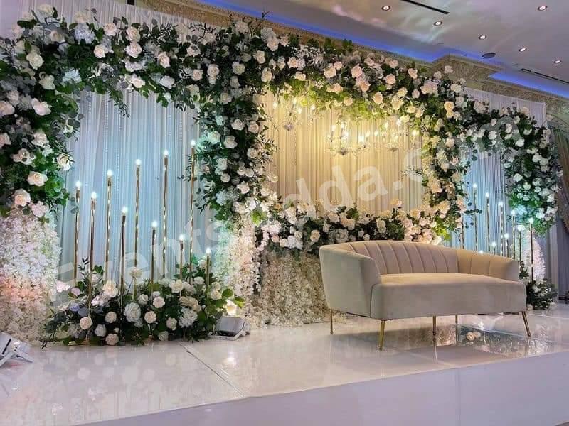 elegant-white-floral-reception-stage-decoration-2 in Vizag
