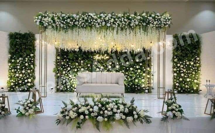 elegant-white-floral-wedding-stage-decoration in Peddapalli